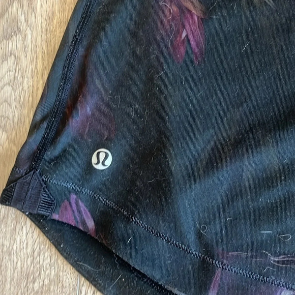 Lululemon black tank with flowers with built in bra - Picture 3 of 4